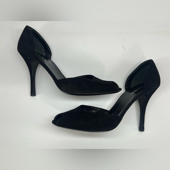 Prada black suede peeptoe stiletto pumps D’Orsay style size 39 US 9 Nine 4” heel - Picture 4 of 10
